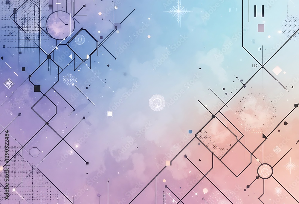 Aufkleber an abstract geometric design depicts a colorful nebula background pattern