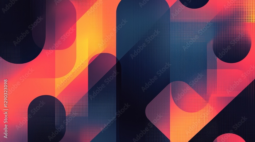 Poster abstract digital design vibrant colors and dynamic geometric patterns close-up