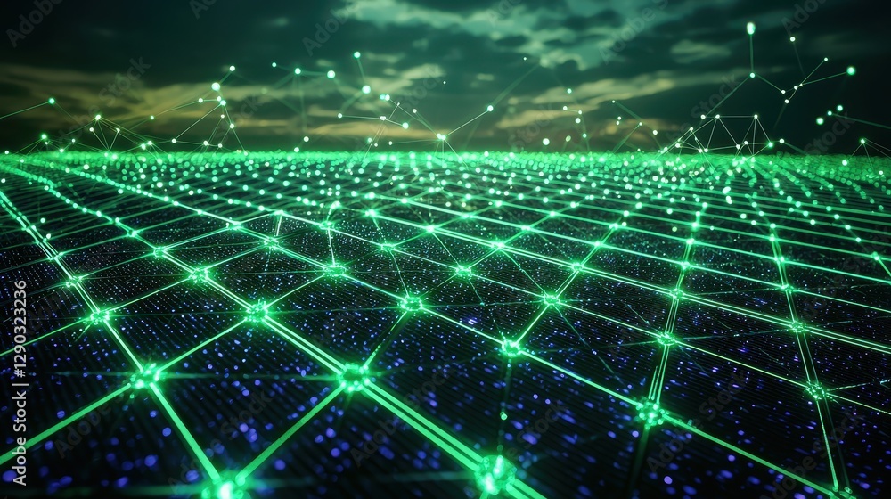 Poster dynamic virtual environment aerial view of futuristic technology and connectivity
