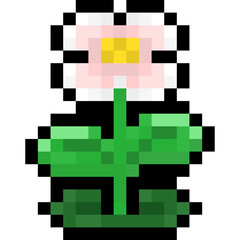 Pixel art little flower cartoon icon.