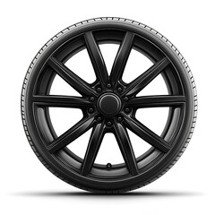 Obraz premium Black Car Wheel and Tire Isolated on White Background