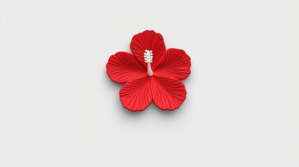 Pixelated Red Hibiscus Flower On Light Gray Background