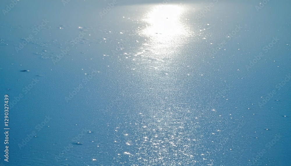 Leinwandbilder soft sunlight reflection on the textured frozen lake surface with shimmering ice crystals, creating 