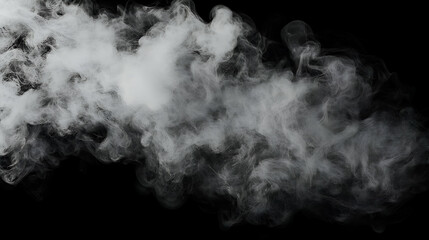 White Smoke Billowing Against Black Background