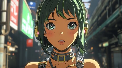 Anime Girl in Urban Setting.