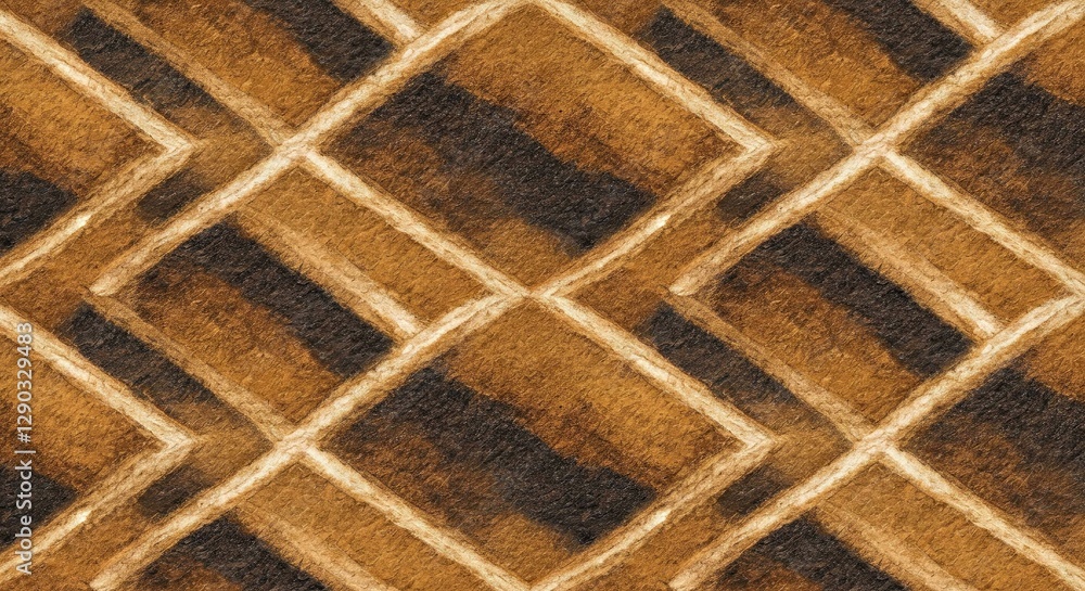 Poster geometric harmony: a symmetrical pattern of intersecting lines and diamond shapes in shades of brown