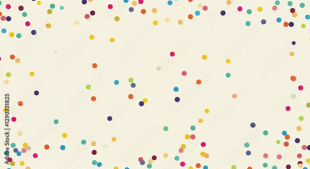 Poster a seamless decorative paper texture featuring scattered multicolored confetti dots over a softly tex