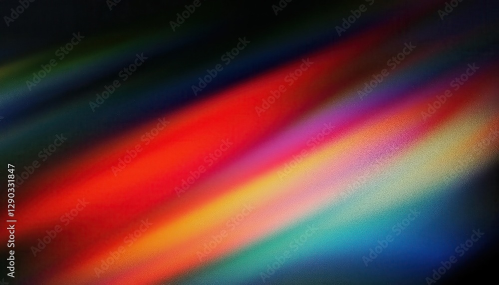 Poster diagonal spectrum light streaks on black background, vibrant abstract gradient with smooth blur for digital art, background