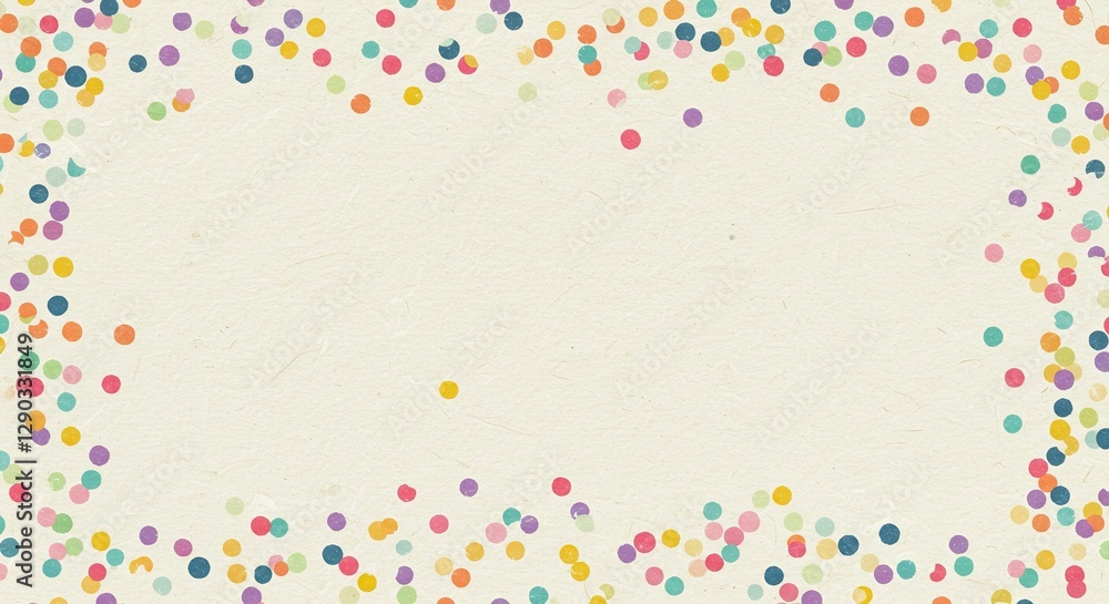 Poster a seamless decorative paper texture featuring scattered multicolored confetti dots over a softly tex