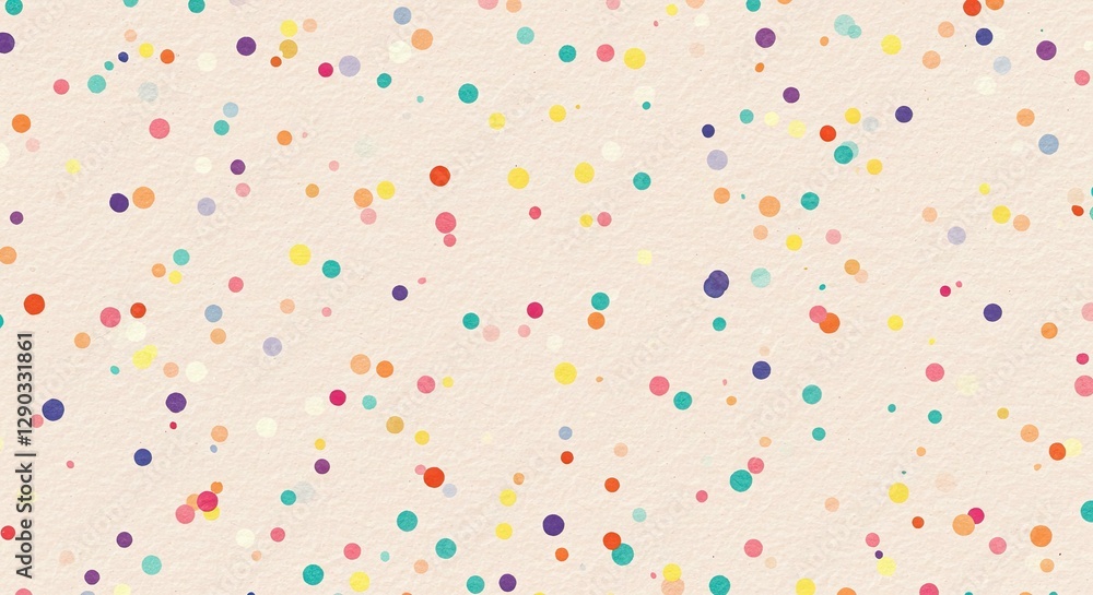 Poster a seamless decorative paper texture featuring scattered multicolored confetti dots over a softly tex