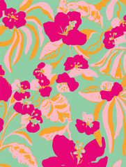 botanical floral vector seamless pattern with roses herbs and leaves big set background with flowers