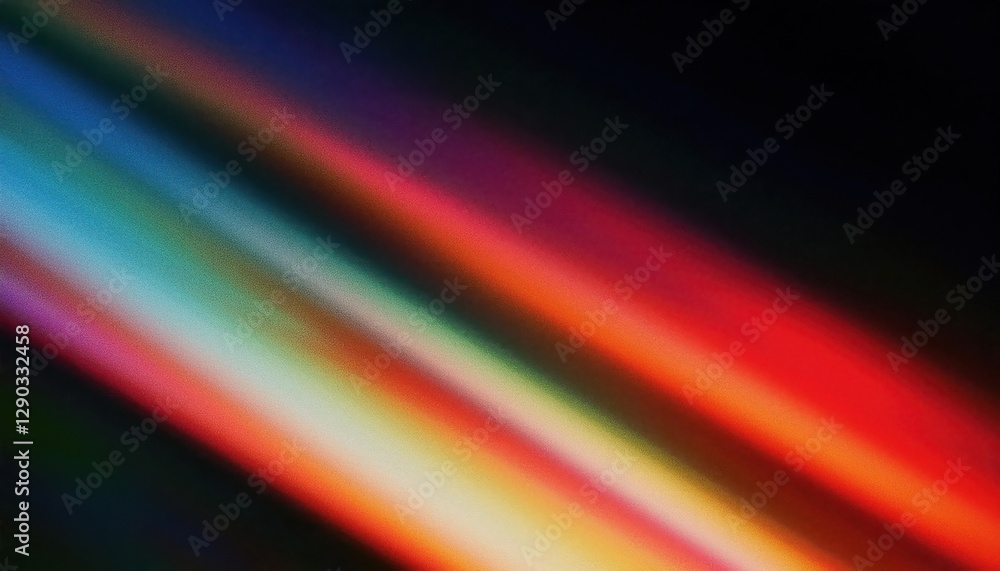 Poster diagonal spectrum light streaks on black background, vibrant abstract gradient with smooth blur for digital art, background