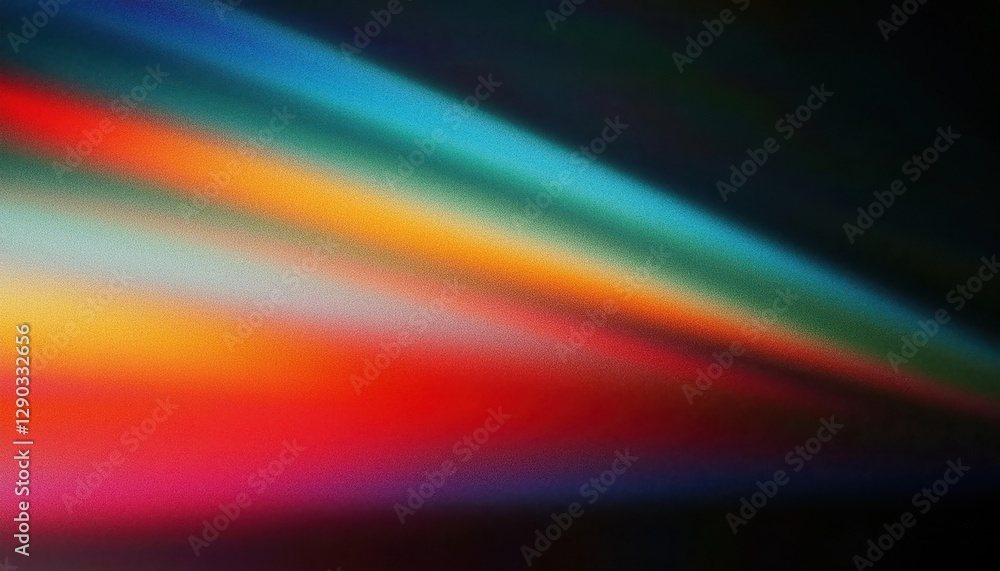 Poster diagonal spectrum light streaks on black background, vibrant abstract gradient with smooth blur for 