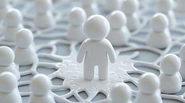 Single White Figurine Amidst Many In Network Pattern