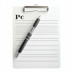 Naklejka premium Blank Clipboard with Pen and Initials on Paper for Notes in Office, School, or Personal Use