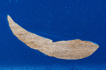 Abstract close-up of a blue surface featuring a unique wood grain pattern, revealing textures and...