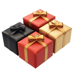 Obraz premium Elegant Gift Boxes Red Gold Black Festive Surprise Presents,