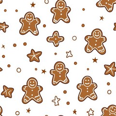 Enchanting pattern of gingers and stars creating a magical and unique design with a whimsical touch of fantasy seamless pattern