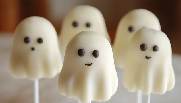 Halloween ghost shaped candy pops on stick