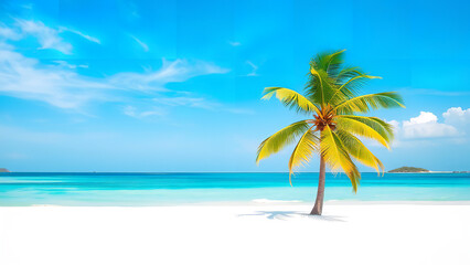 Obraz premium Oceanside Oasis Escape: Captivating Panorama of Pristine Tropical Beach and Azure Sea