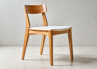 Modern Wooden Chair with Marble Seat, Curved Design - Stylish Home Furniture