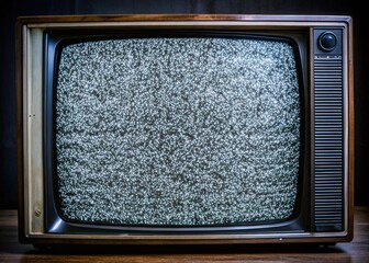 Retro TV Static Noise, Vintage Television Screen with Glitches, Distorted Broadcast Signal