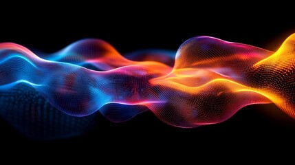 Fototapeta premium Abstract glowing waves in darkness