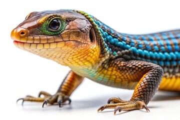 Naklejka premium Sulawesi Spiny Water Skink Closeup - Indonesian Lizard on White