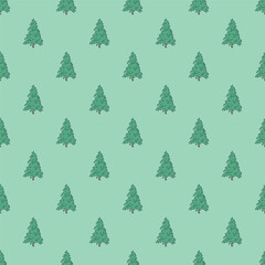 Seamless pattern with geometric minimal scandinavian Christmas tree doodle for decorative print, wrapping paper, greeting cards and fabric