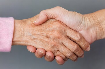 Two Hands Shaking, Mature, Gentle Connection