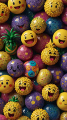Happy Emoji Balls Immerse yourself in a delightful visual experience with this vibrant collection of