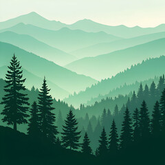 Fototapeta premium Misty Green Mountains: Nature Landscape Image