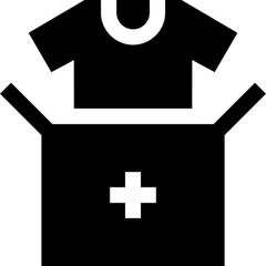 Obraz premium Minimalist clothes glyph icon in a monochrome vector style. This simple design symbolizes fashion, apparel, wardrobe, and clothing items, making it ideal for retail, shopping, and UI/UX design.