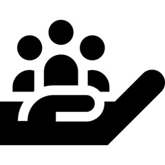 Minimalist people glyph icon in a monochrome vector style. This simple design symbolizes community, teamwork, social interaction, and human connections, making it ideal for business, networking, and U