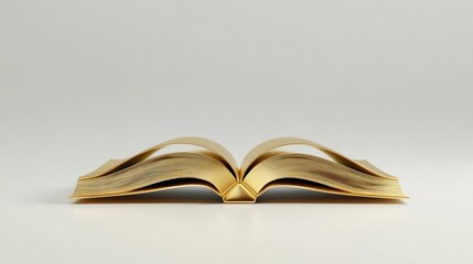 Open Gold Book on White Background