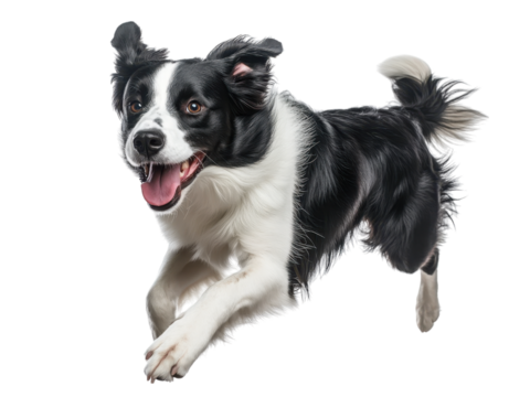 A Joyful Border Collie in Mid-Air Leap: A Captivating Image of Canine Energy and Playfulness