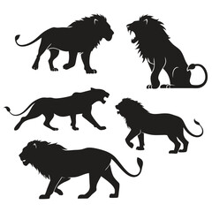 Vector Lion Silhouettes Collection