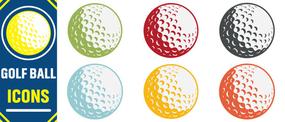 Golf ball.Golf ball illustrations. golf ball vector design icon.Golf ball vector icon. Sports pictogram. Set of coloured golf ball icons.