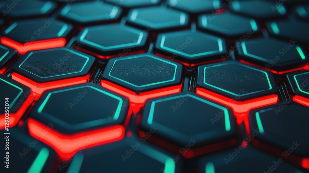 Poster dynamic hexagonal patterns digital design background art futuristic setting close-up view technology