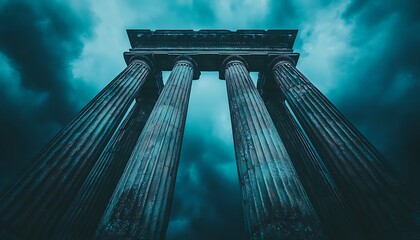 Ancient Columns Under Stormy Sky (1)