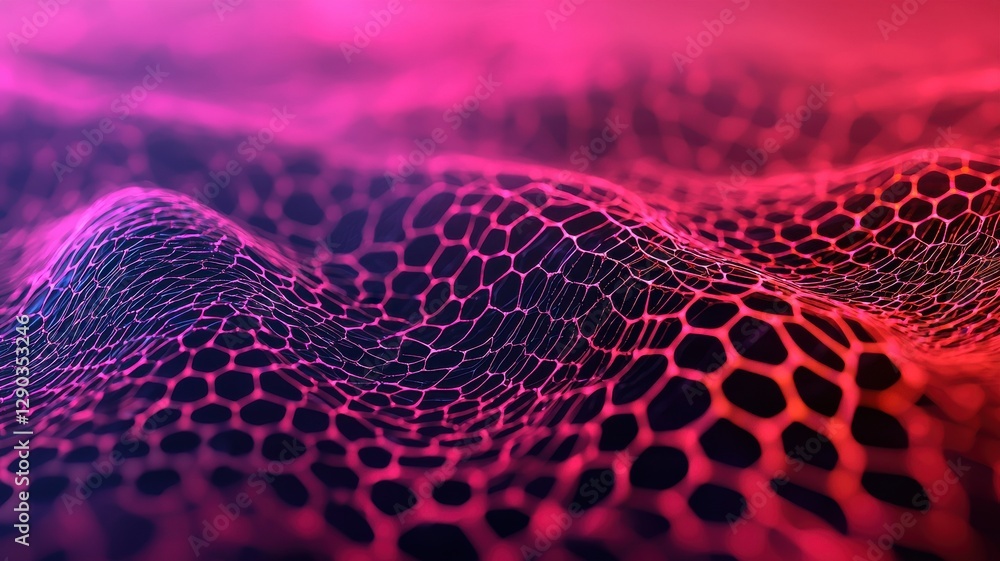 Poster dynamic abstract waves digital realm 3d visualization futuristic environment close-up view technolog
