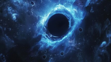 Abstract black hole with a swirling nebula and stars, Black hole abstract in the universe with a supernova explosion.
