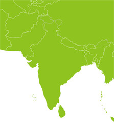 Fototapeta premium インドとパキスタン周辺の地図、ナチュラルな色