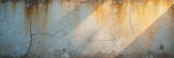 Obraz premium Close-up of weathered concrete wall with cracks and shadows, grunge, urban, abstract