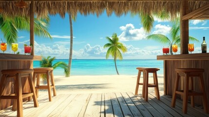 Tropical Beach Bar Paradise: Relaxing Seaside Getaway