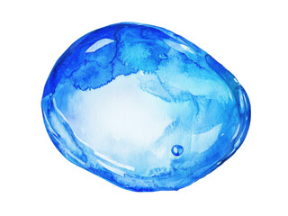 Fototapeta premium Abstract Watercolor Painting of a Blue Gemstone Oval Shape, Deep Blue Hues and Light Center, Artistic Watercolors Texture