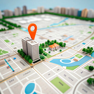 city map with pin