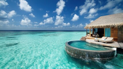 Obraz premium Luxury Overwater Bungalow in Maldives: Tropical Paradise Getaway