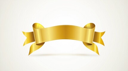 Gold Ribbon Banner on White Background