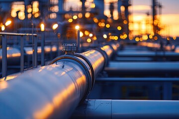 Industrial Pipelines at Dusk